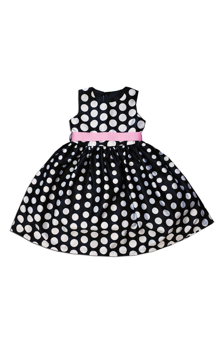 JOE-ELLA Kids' Polka Dot Satin Dress, Main, color,