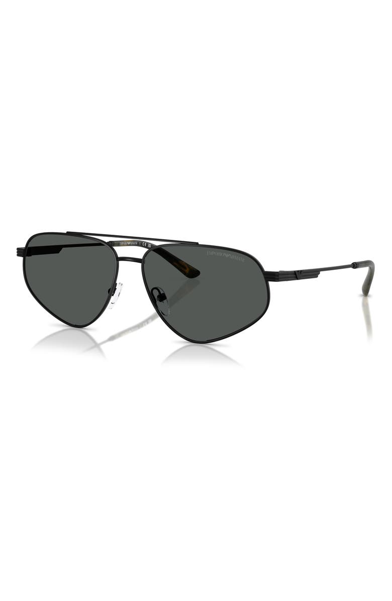 Emporio Armani 59mm Square Sunglasses, Alternate, color, Matte Black / Dark Grey