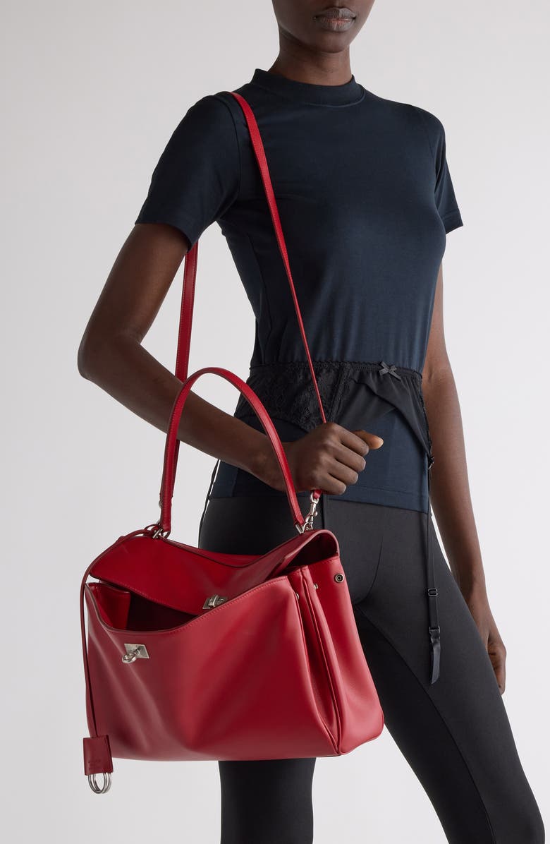 Balenciaga Small Rodeo Leather Top Handle Bag, Alternate, color, 6246 Cherry Red