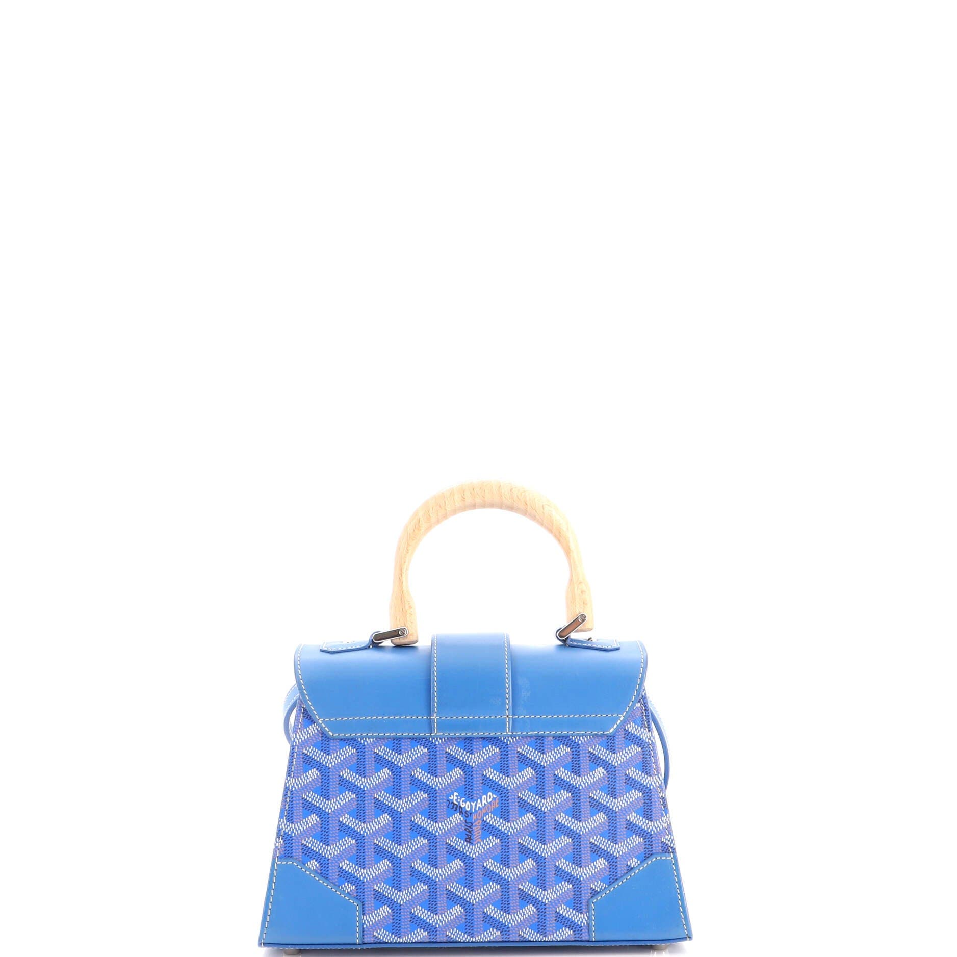 Structured Saigon Top Handle Bag Coated Canvas with Leather Mini, Alternate, color, Blue