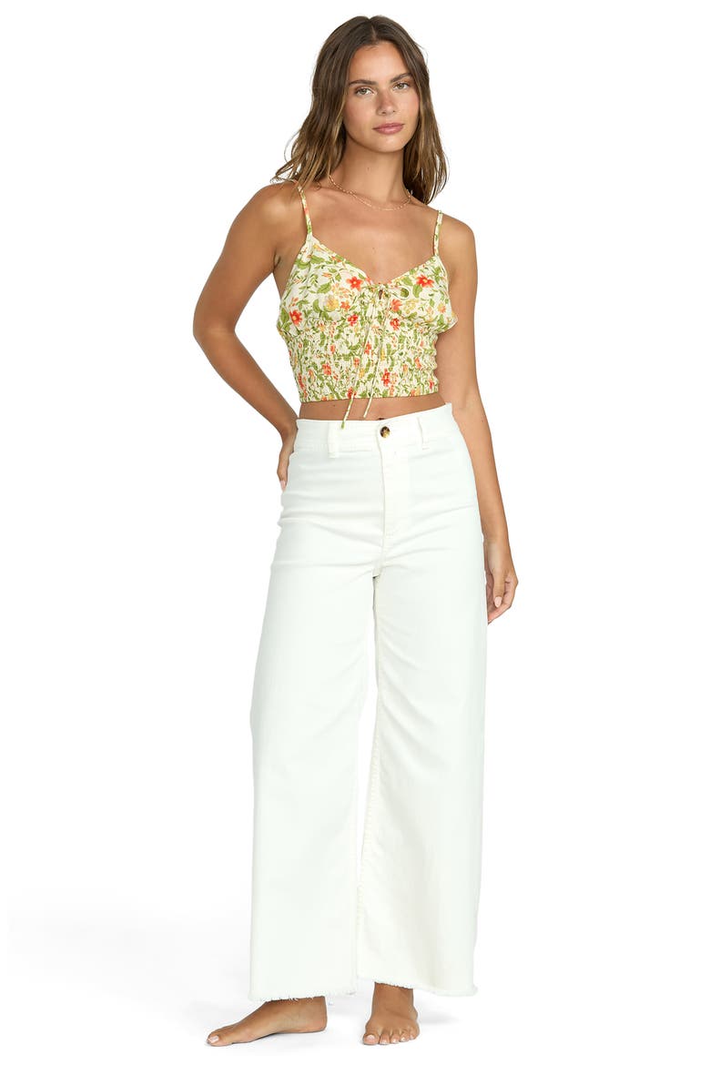 Babe Floral Smocked Crop Camisole, Alternate, color, GREEN MULTI