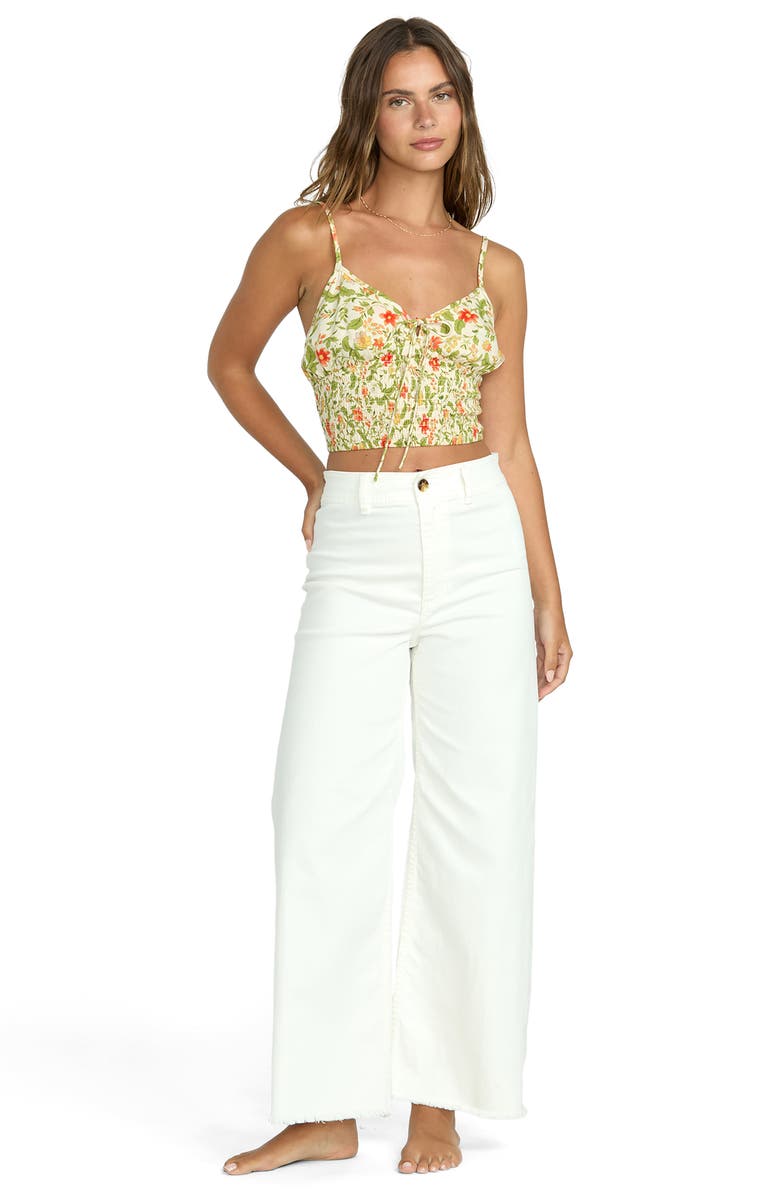 Billabong Babe Floral Smocked Crop Camisole, Alternate, color, Green Multi