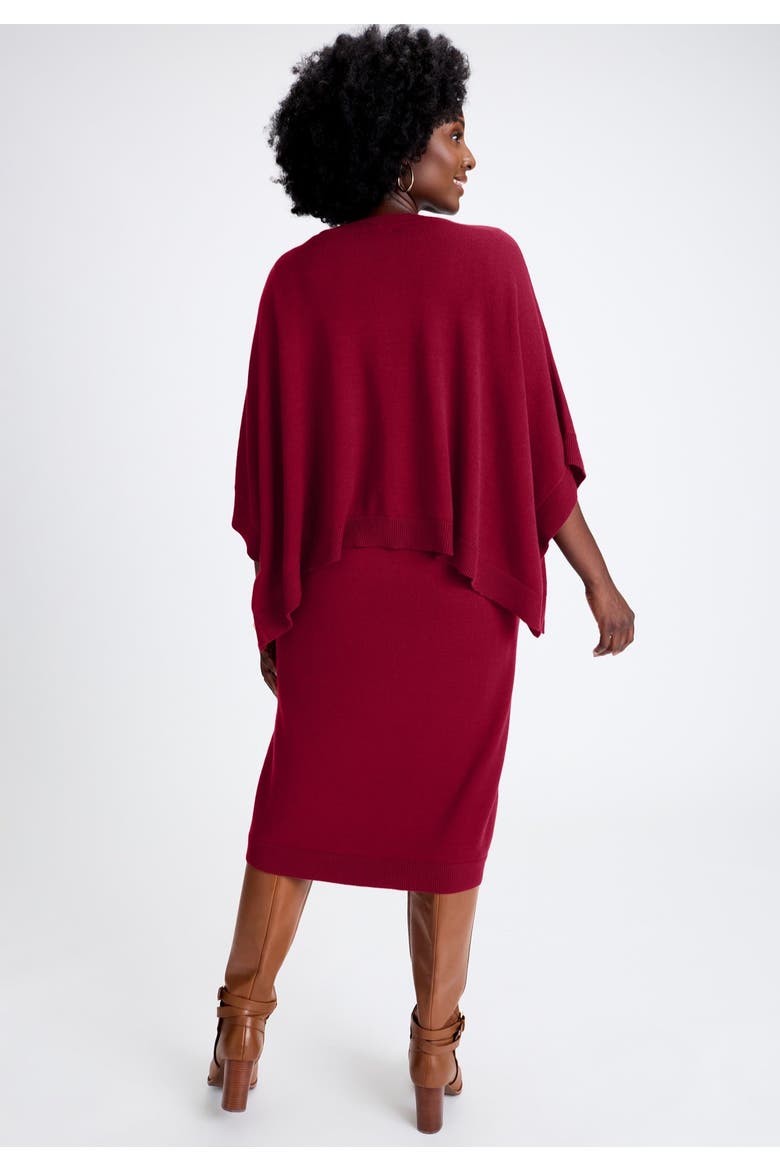 Cable Knit Cape Sweater Dress, Alternate, color, RICH BURGUNDY