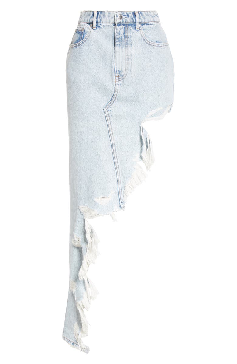 Alexander Wang Distressed Asymmetrical Denim Skirt, Alternate, color, 