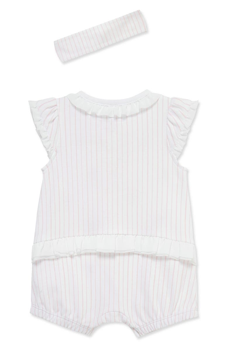 Little Me Floral Romper & Headband Set, Alternate, color, White/ Pink