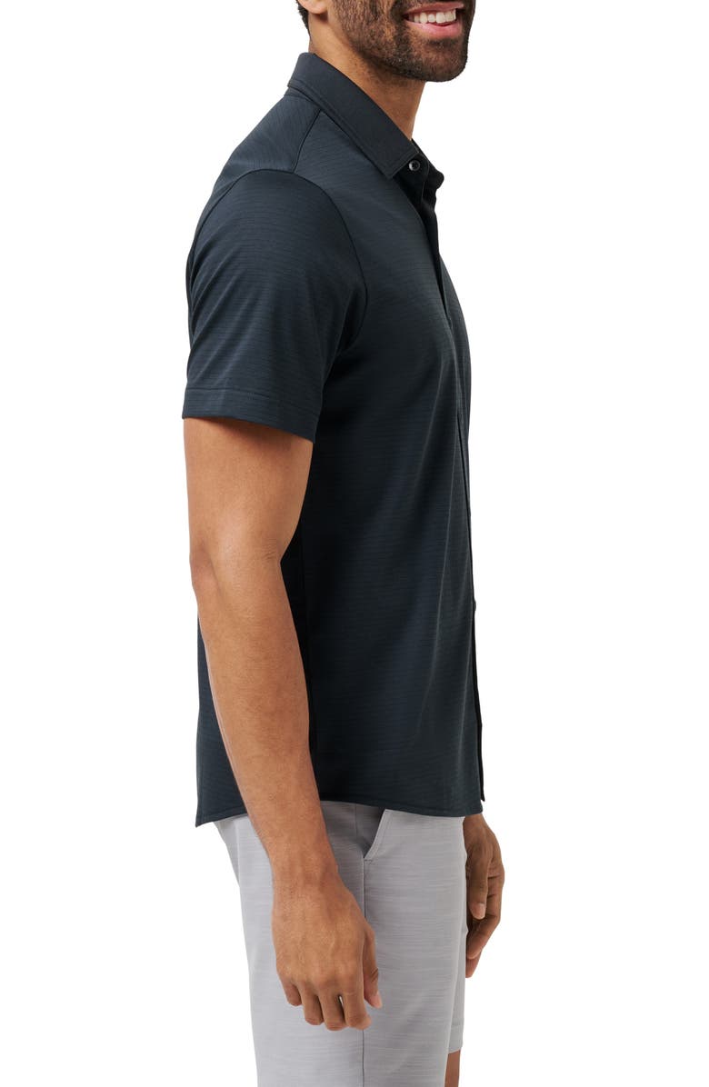 TravisMathew A Class Short Sleeve Knit Cotton Blend Button-Up Shirt, Alternate, color, Black
