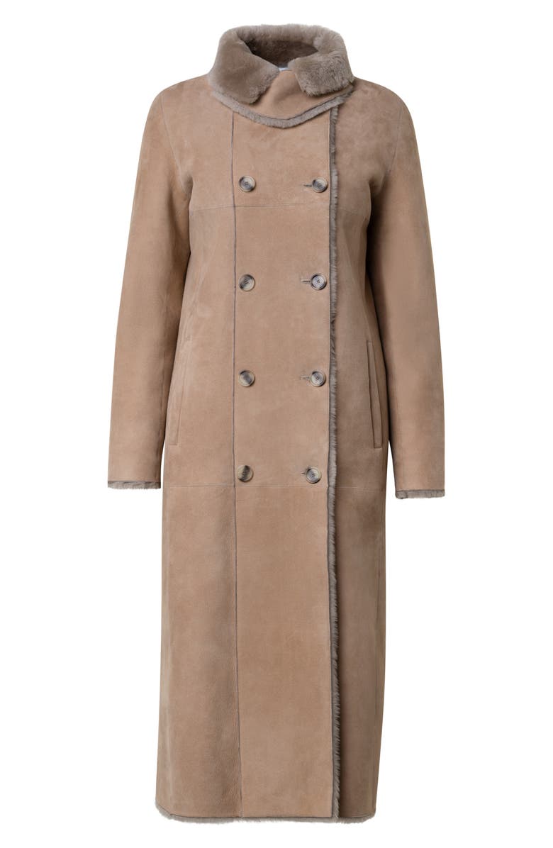 Akris punto Double Breasted Genuine Shearling Leather Coat, Alternate, color, 033 Malt