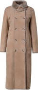 Akris punto Double Breasted Genuine Shearling Leather Coat