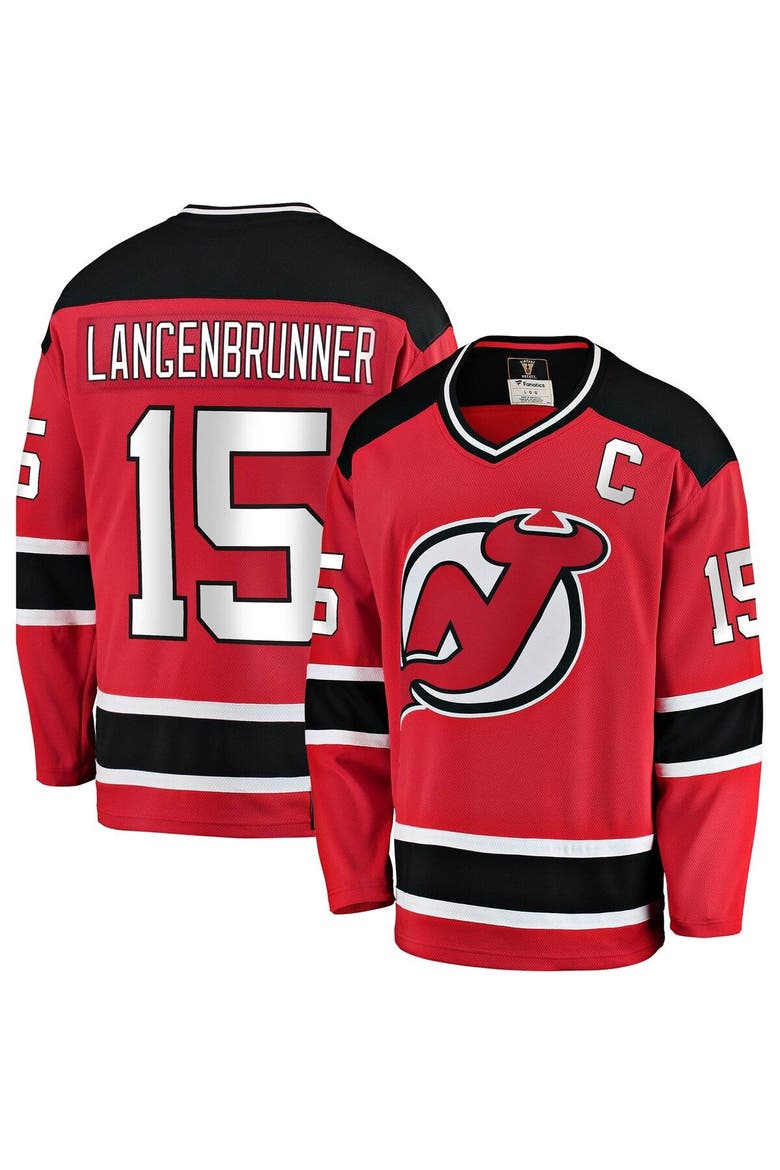 Men's Fanatics Branded Jamie Langenbrunner Red New Jersey Devils Premier Breakaway Retired Player Jersey, Alternate, color, Red
