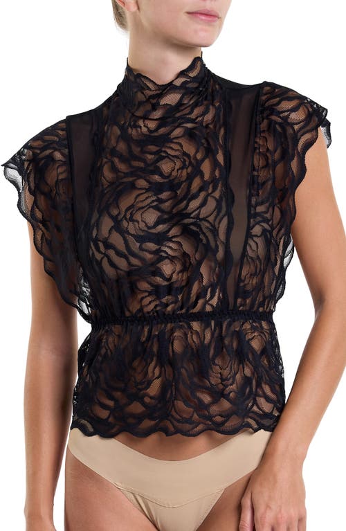 HANKY PANKY HANKY PANKY DARK ROMANCE MOCK NECK LACE TOP