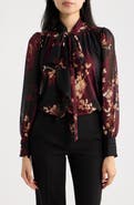 Anne Klein Mixed Media Floral Print Jersey & Georgette Top