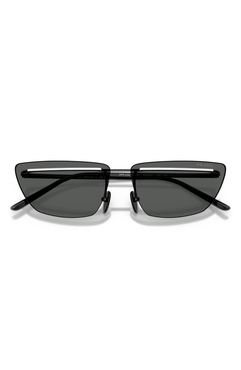 Prada 64mm Oversize Butterfly Sunglasses, Alternate, color, Black/ White / Dark Grey
