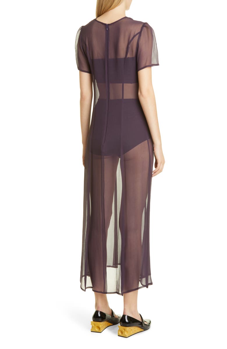 Puppets and Puppets Princess Seam Sheer Silk Midi Dress, Alternate, color, 