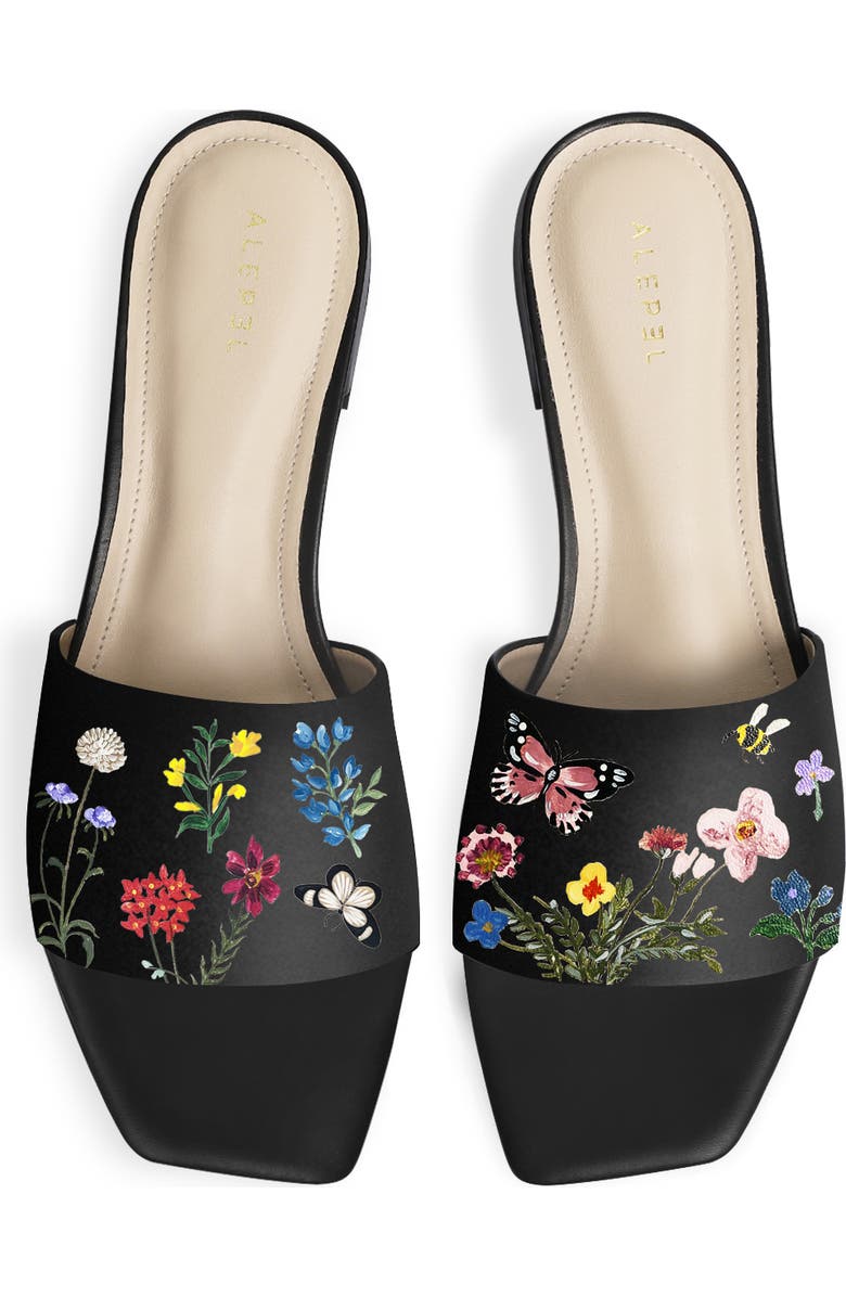 ALEPEL Leather Slide, Main, color, Pressed Flowers