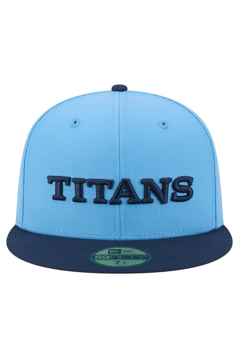 Men's New Era  Light Blue/Navy Tennessee Titans Wordmark 59FIFTY Fitted Hat, Alternate, color, Light Blue