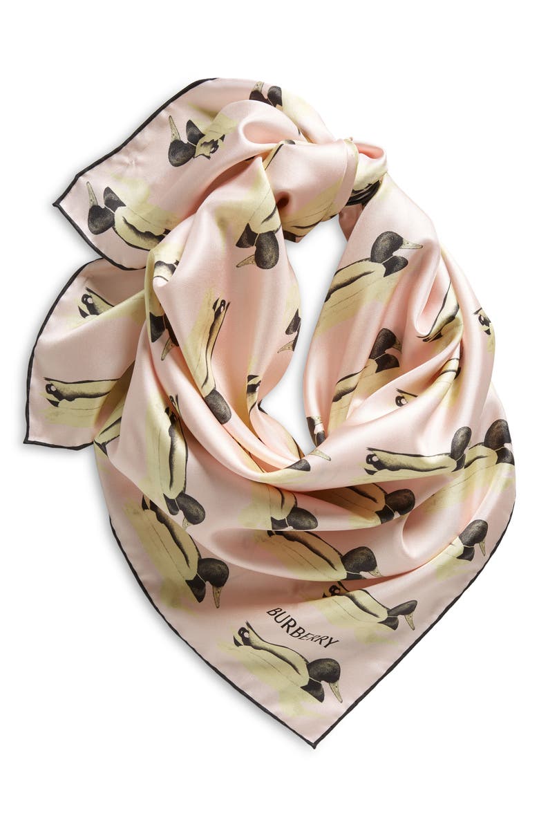 Burberry Duck Print Silk Square Scarf, Alternate, color,