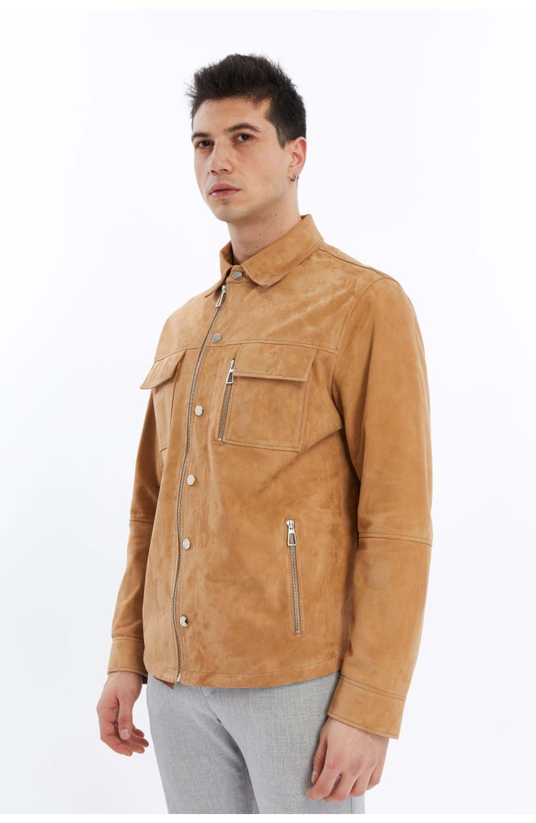 Furniq UK Oscar Suede Jacket, Alternate, color, Pastel Brown