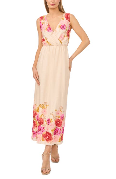 Print Sleeveless Back Tie Maxi Dress
