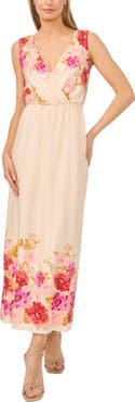 Halogen® Print Sleeveless Back Tie Maxi Dress