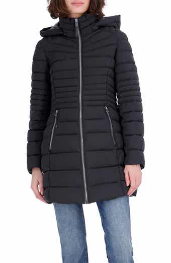 Stretch Puffer Jacket with Removable Hood