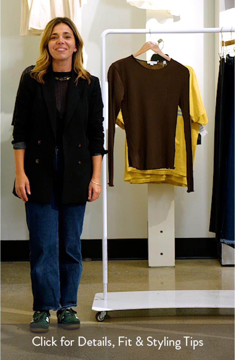 Rib Ruffle Edge Pima Cotton Crewneck Top, sales video thumbnail