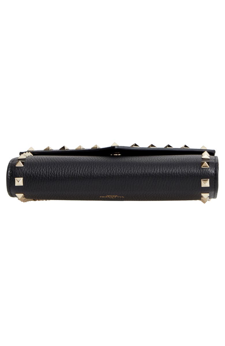 Valentino Garavani Rockstud V-Flap Calfskin Leather Wallet on a Chain, Alternate, color,