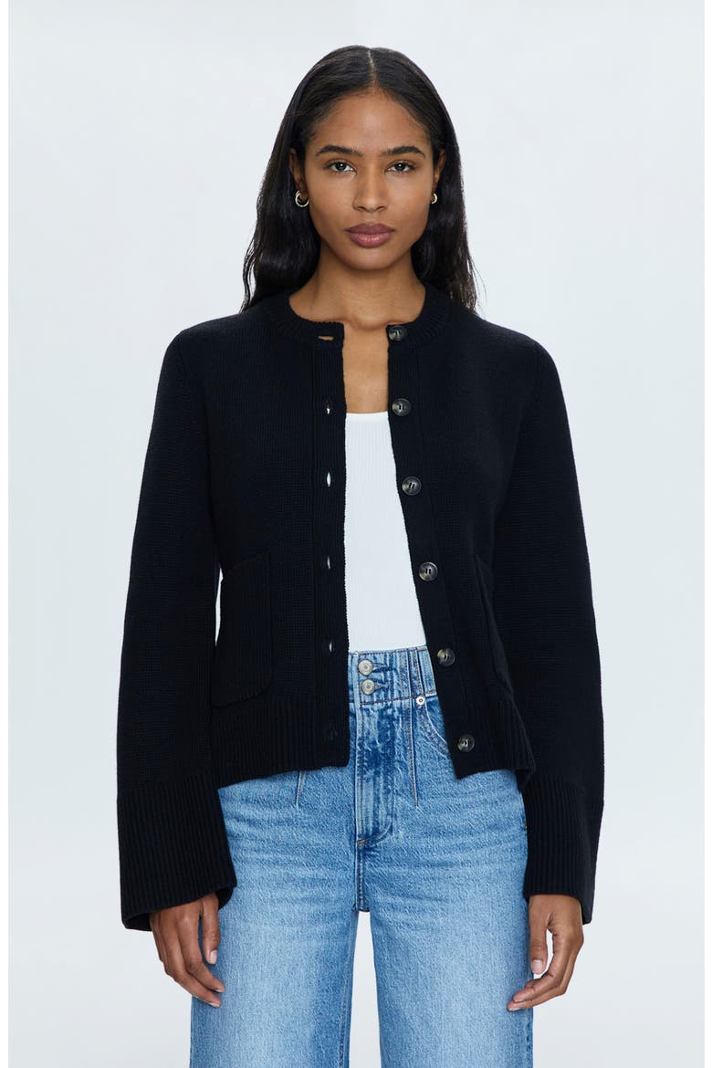 Dani Patch Pocket Cardigan, Alternate, color, NOIR