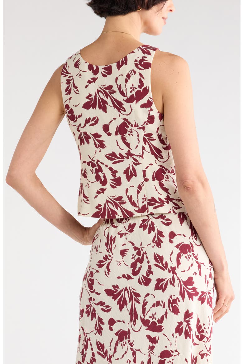 Textured Button Front Vest, Alternate, color, IVORY- BURGUNDY BOWIE ABSTRACT