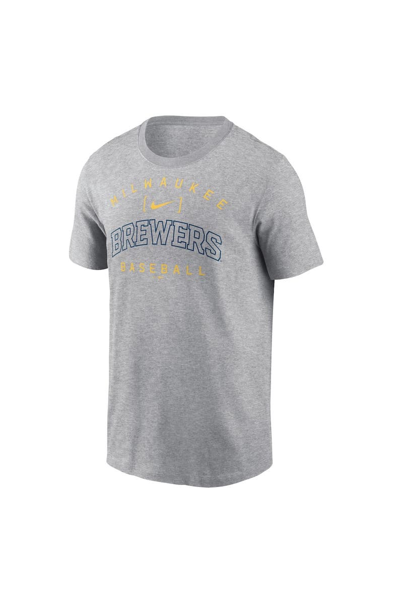 Nike Men's Nike Heather Gray Milwaukee Brewers Home Team Athletic Arch T-Shirt, Alternate, color, Heather Gray