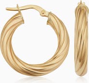 Oradina 14K Gold With A Twist Round Hoops