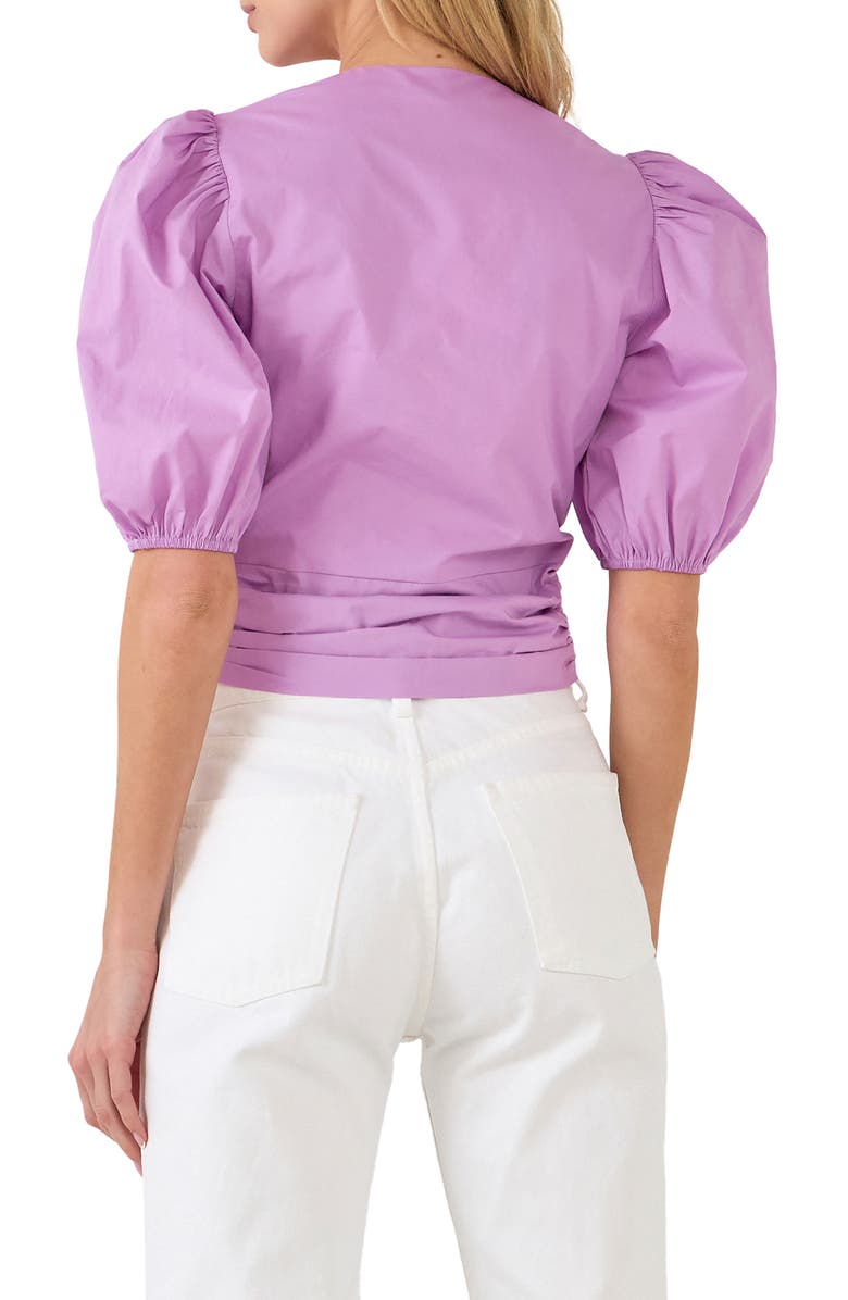English Factory Puff Sleeve Crop Top, Alternate, color, Lilac