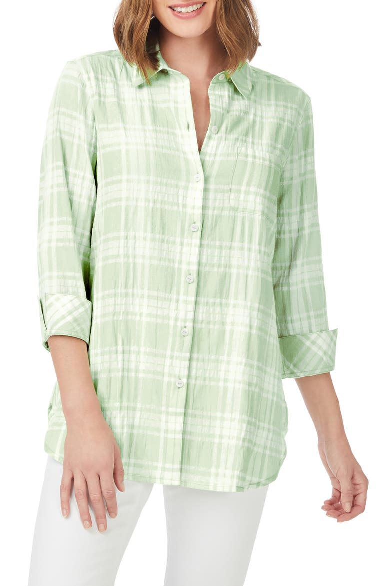 Germaine Plaid Tunic Blouse, Main, color, SEA MIST