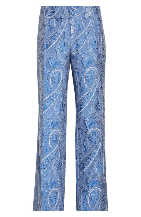 Microcheck Embroidered Paisley Pants