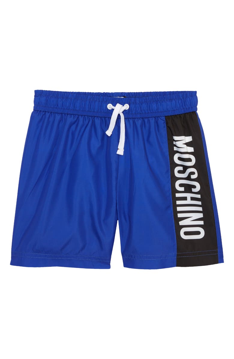 Moschino Kids' Logo Swim Trunks, Main, color, 
