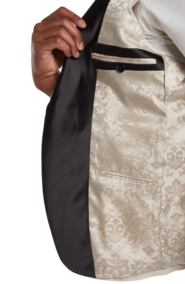 SAVILE ROW CO Satin Lapel Velvet Blazer, Alternate, color, Champagne