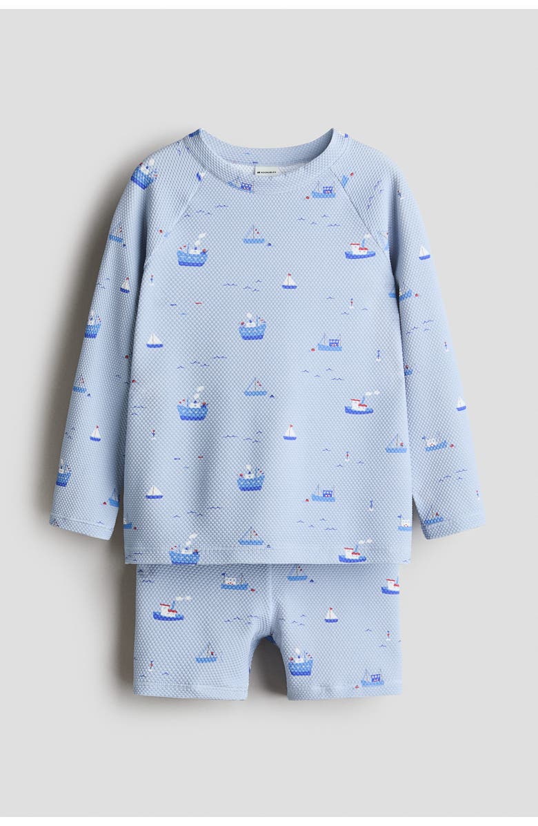 H&M Upf 50 Swim Set, Main, color, Light Blue/Boats