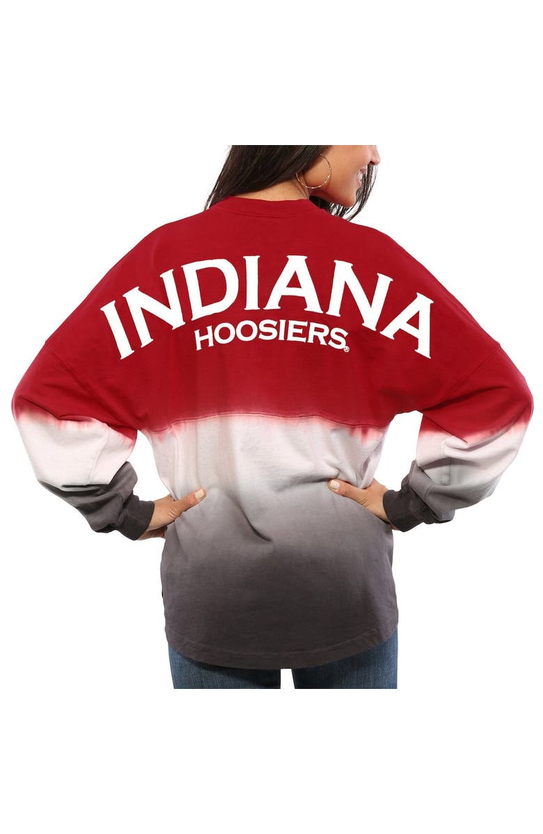 SPIRIT JERSEY Women's Crimson Indiana Hoosiers Ombre Long Sleeve Dip-Dyed Spirit Jersey, Main, color,