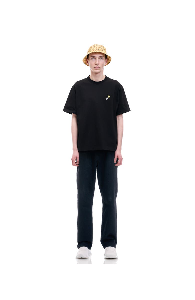 vowels Floral Embroidered Tee, Alternate, color, Black