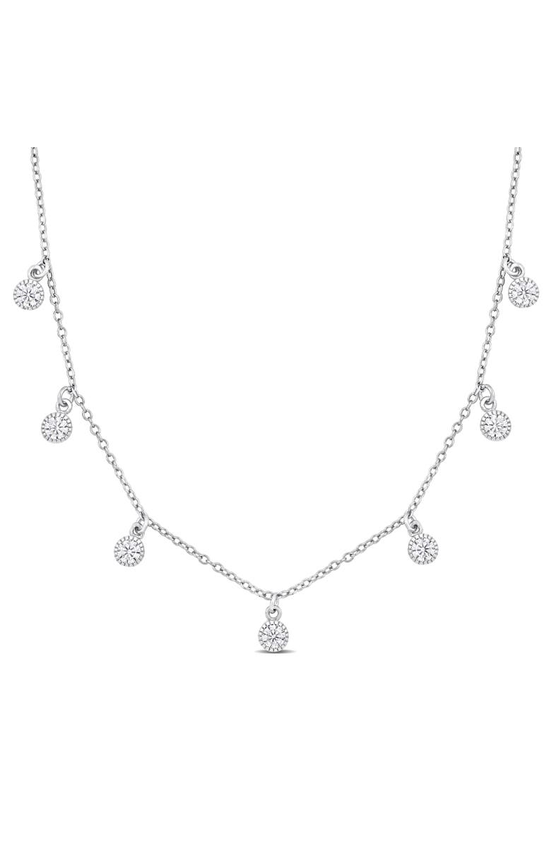 Julianna B. Cubic Zirconia Station Necklace Sterling Silver, Main, color, Sterling Silver