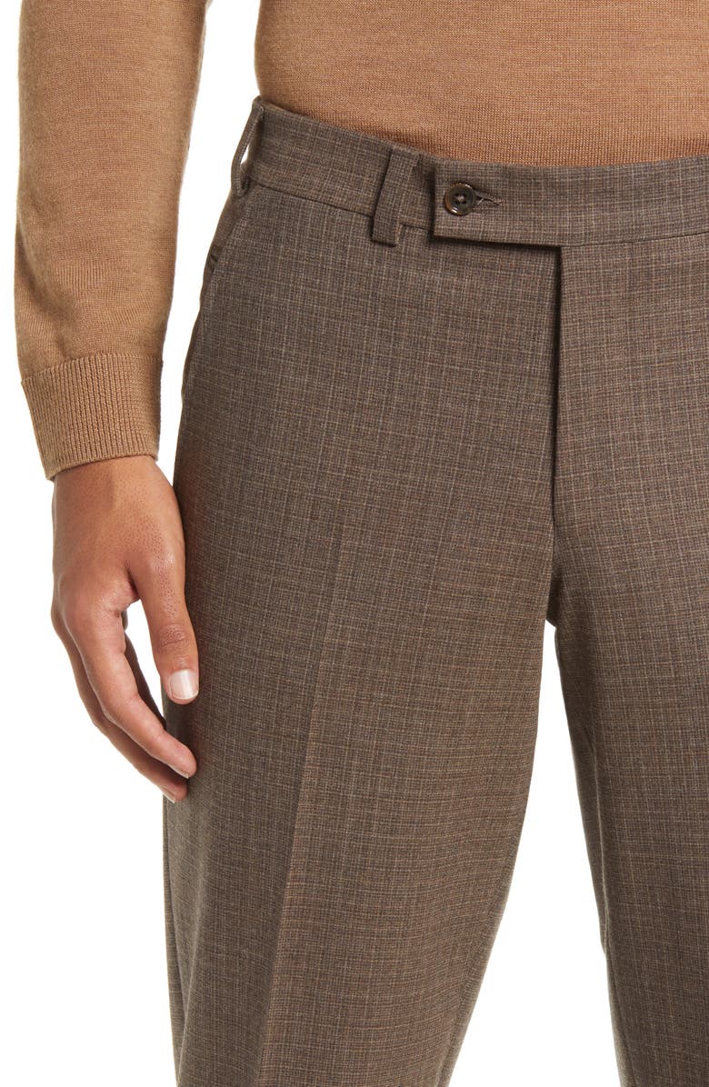 Ted Baker London Jerome Check Flat Front Stretch Wool Dress Pants, Alternate, color, 