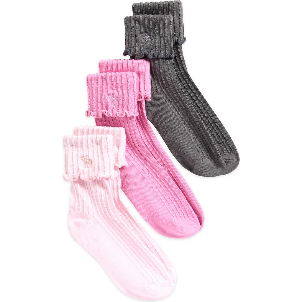 abercrombie kids Kids' Assorted 3-Pack Crew Socks in Cradle Pink  product