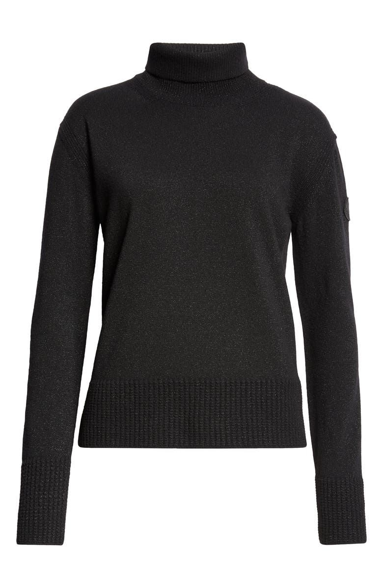 Moncler Metallic Wool Blend Turtleneck Sweater, Alternate, color, 