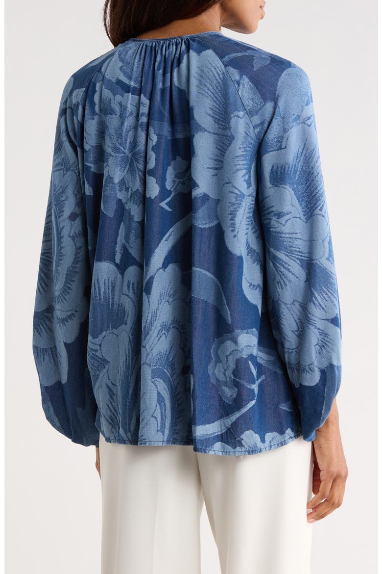 Nicky Floral Balloon Sleeve Chambray Top, Alternate, color, DANCING ROSE GIANT TONAL