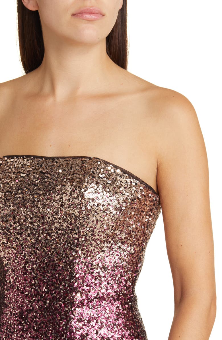 Jewel Badgley Mischka Sequin Strapless Cocktail Dress, Alternate, color,