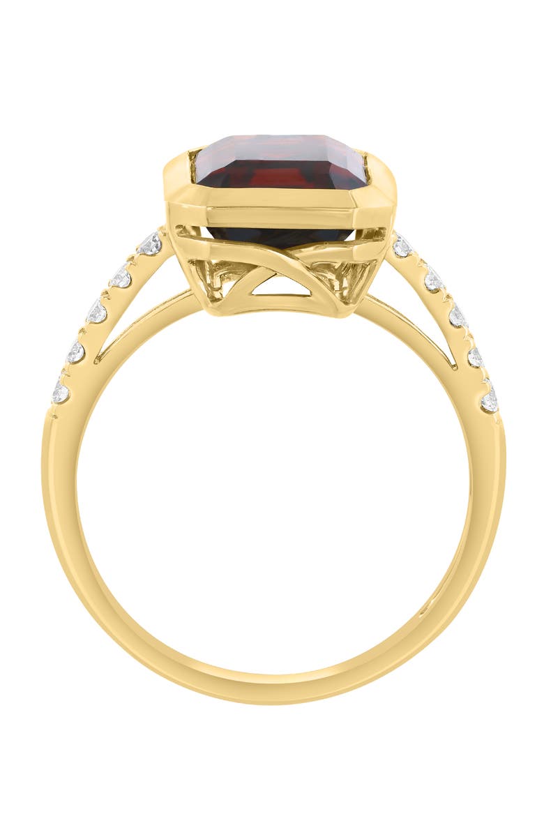 14K Yellow Gold Diamond & Garnet Bezel Ring, Alternate, color, 14K Gold