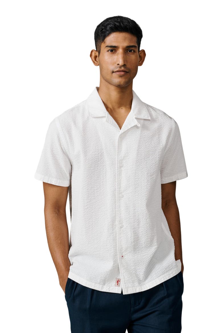 Seersucker Linen Short Sleeve Shirt, Main, color, Vintage White