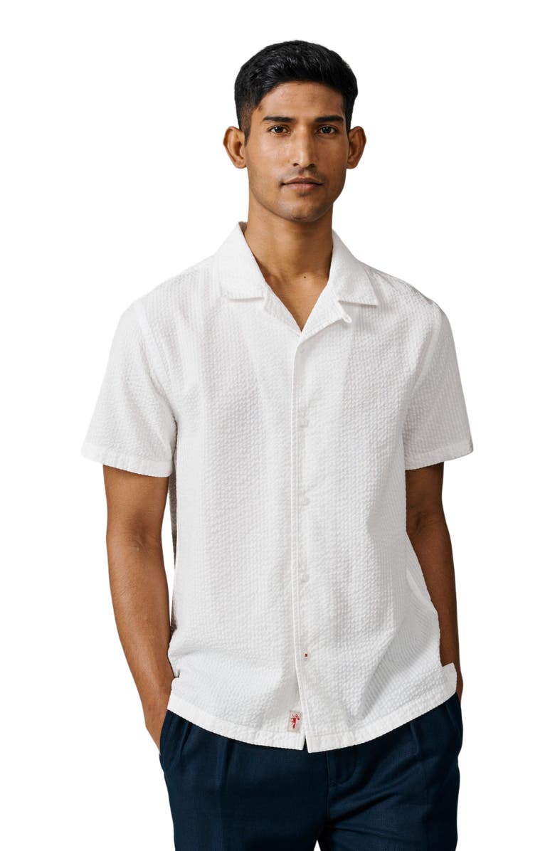 Aubin Seersucker Linen Short Sleeve Shirt, Main, color, Vintage White