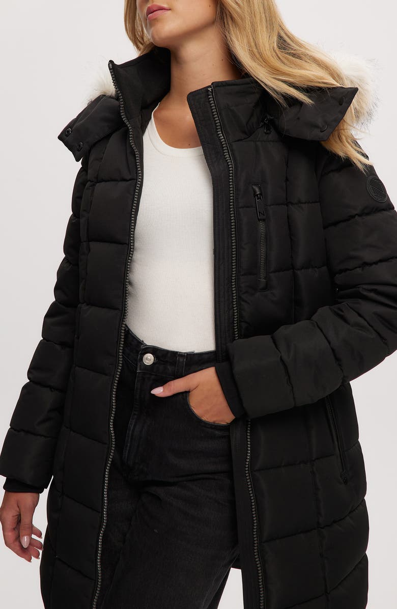 Noize Hannah Faux Fur Trim Hooded Parka, Alternate, color, Black