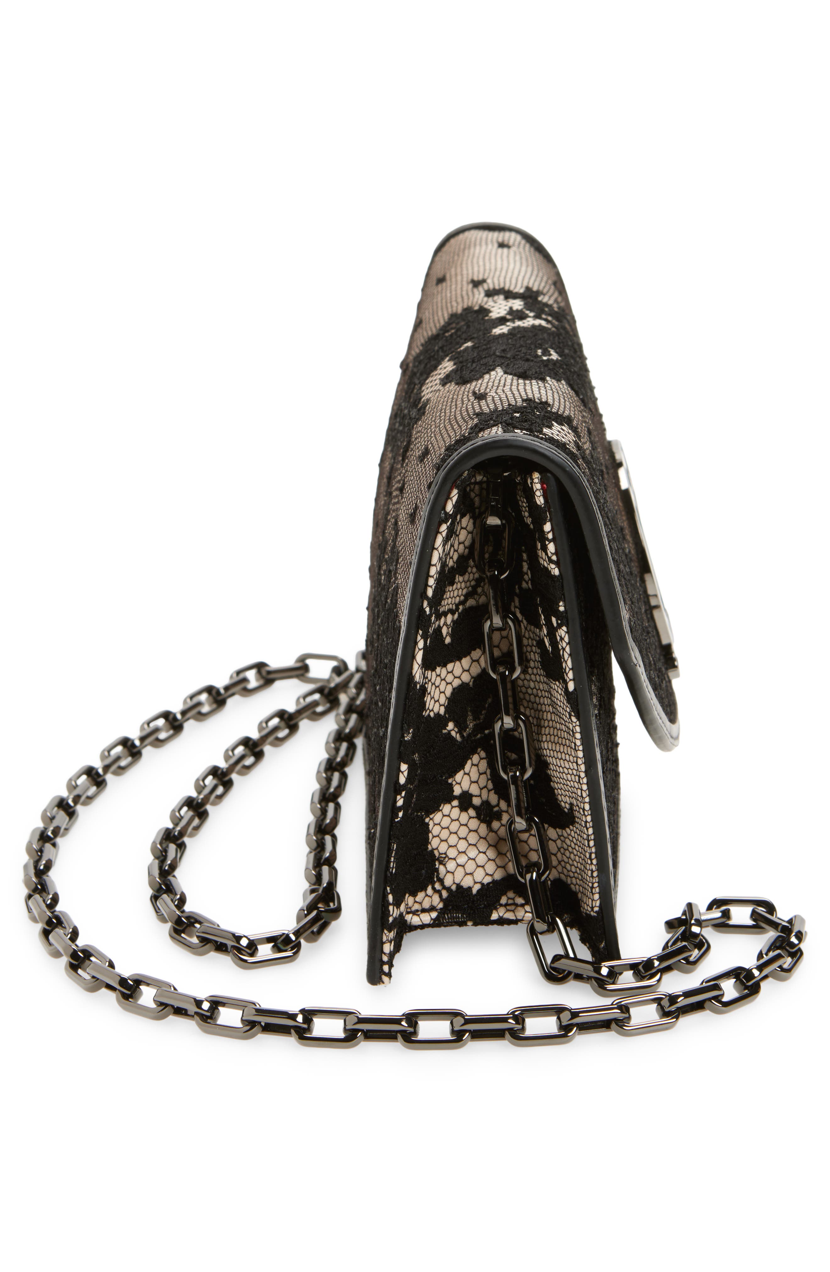Loubi54 Lace Clutch, Alternate, color, BLACK/ BEIGE/ GUNMETAL