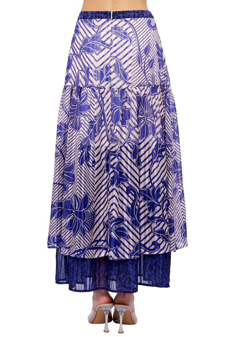 Gloria Scarf Print Maxi Skirt, Alternate, color, NAVY